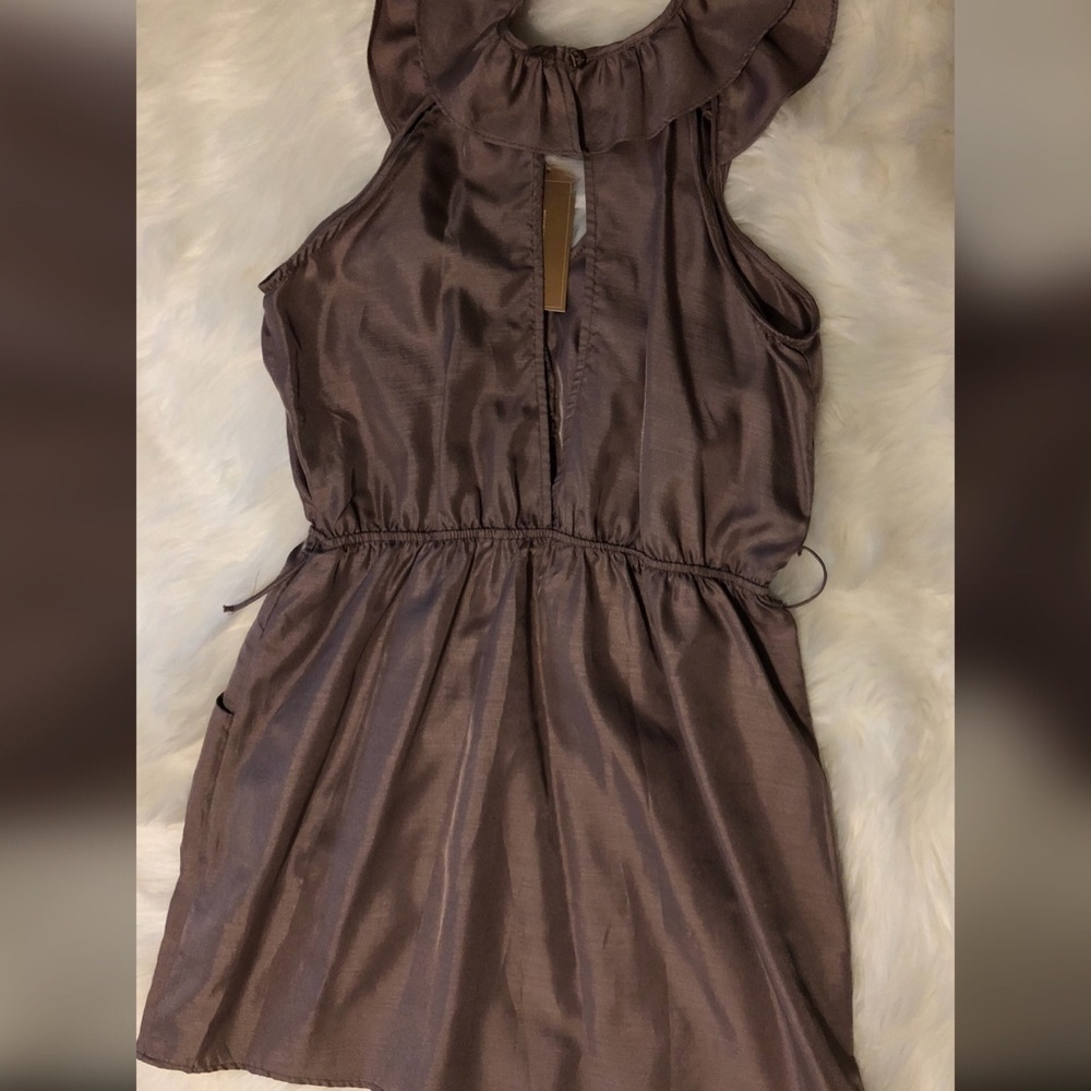 NWT Ayla Brown Satin Halter Mini Dress Small